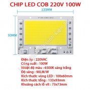 Chip LED COB siêu sáng 220V 100W sáng trắng
